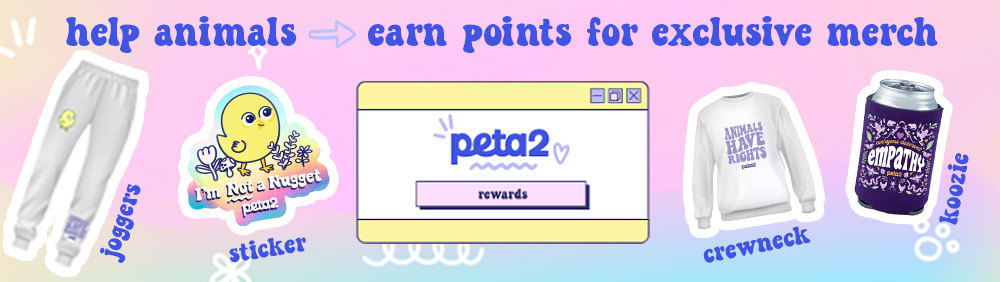 help animals > earn points for exclusive merch